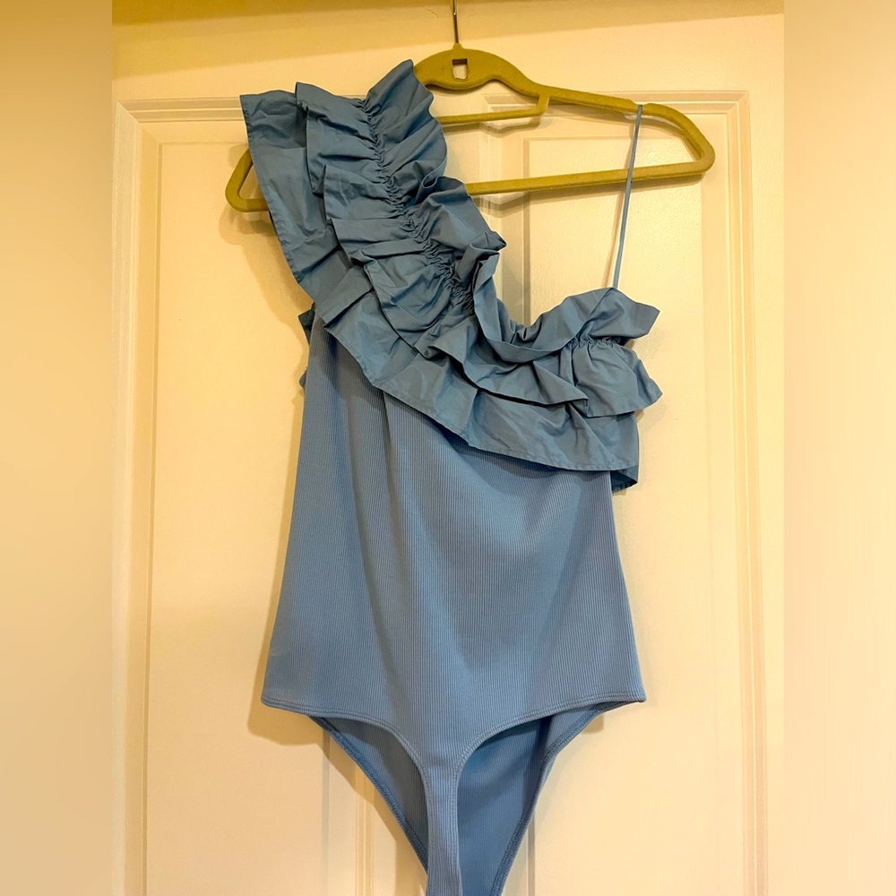 New Express blue jumpsuit with snap buttons!